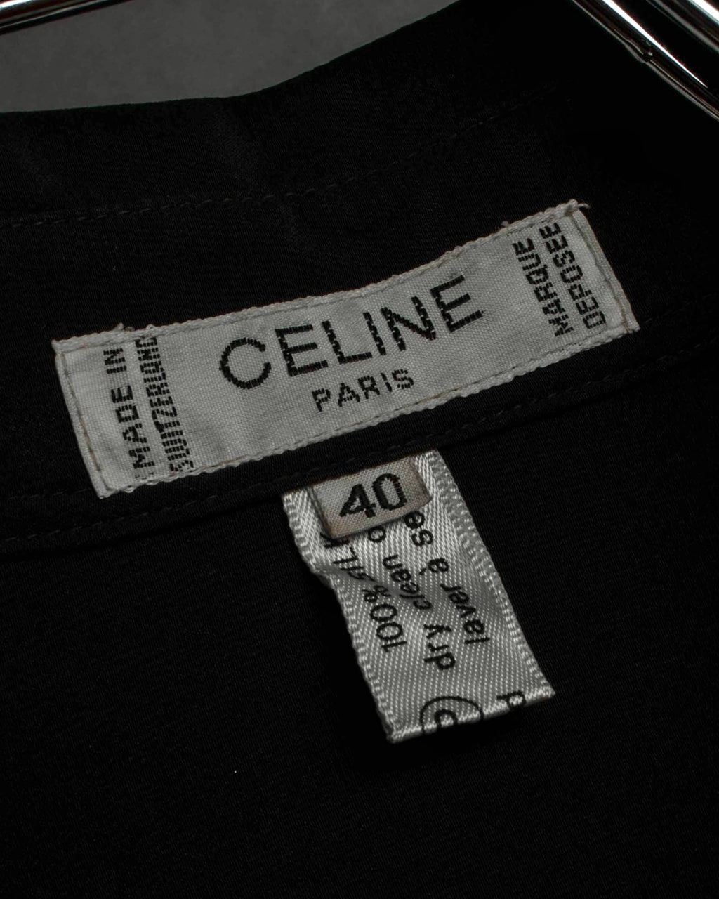 "CELINE" Triomphe embroidered design silk shirt