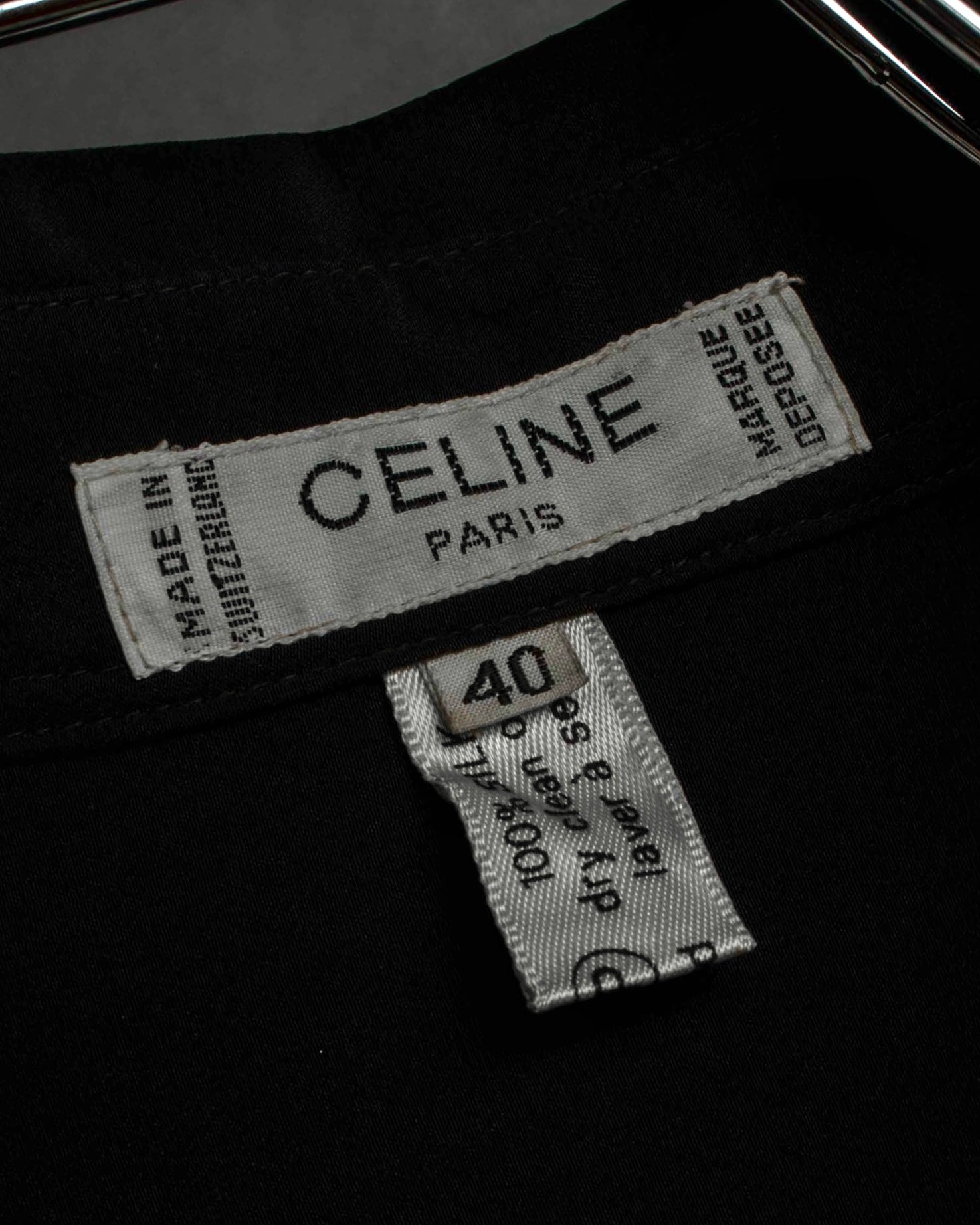 "CELINE" Triomphe embroidered design silk shirt