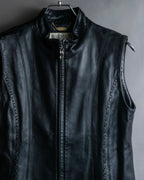 "BALMAIN" Braided detail lamb leather zip-up vest