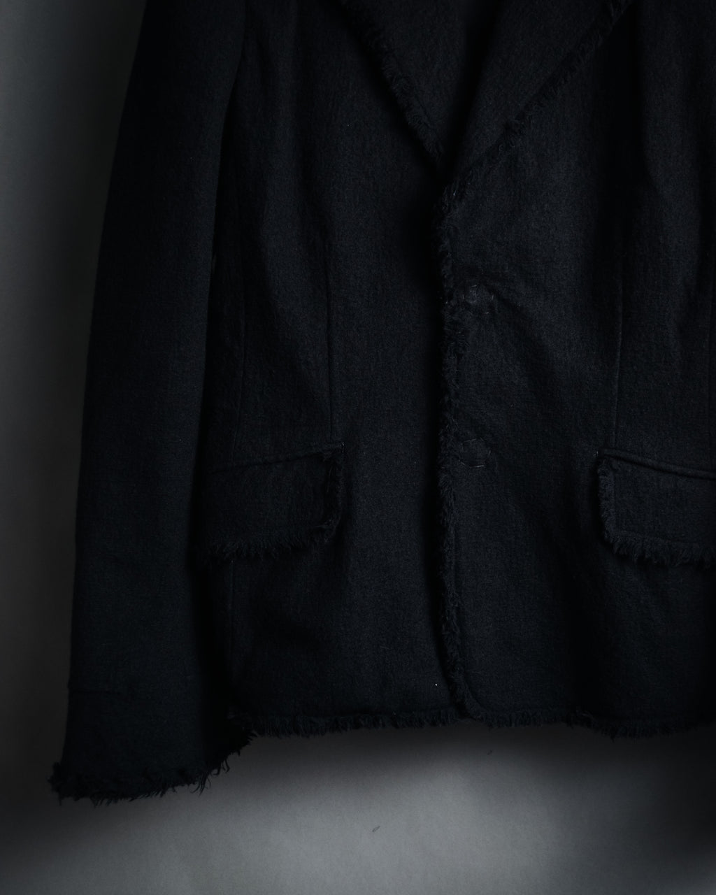–SPECIAL– "tricot COMME des GARÇONS" 2004AW Fringed cut-off boiled wool tailored jacket
