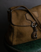 "PRADA" Hook hardware design ostrich leather shoulder bag