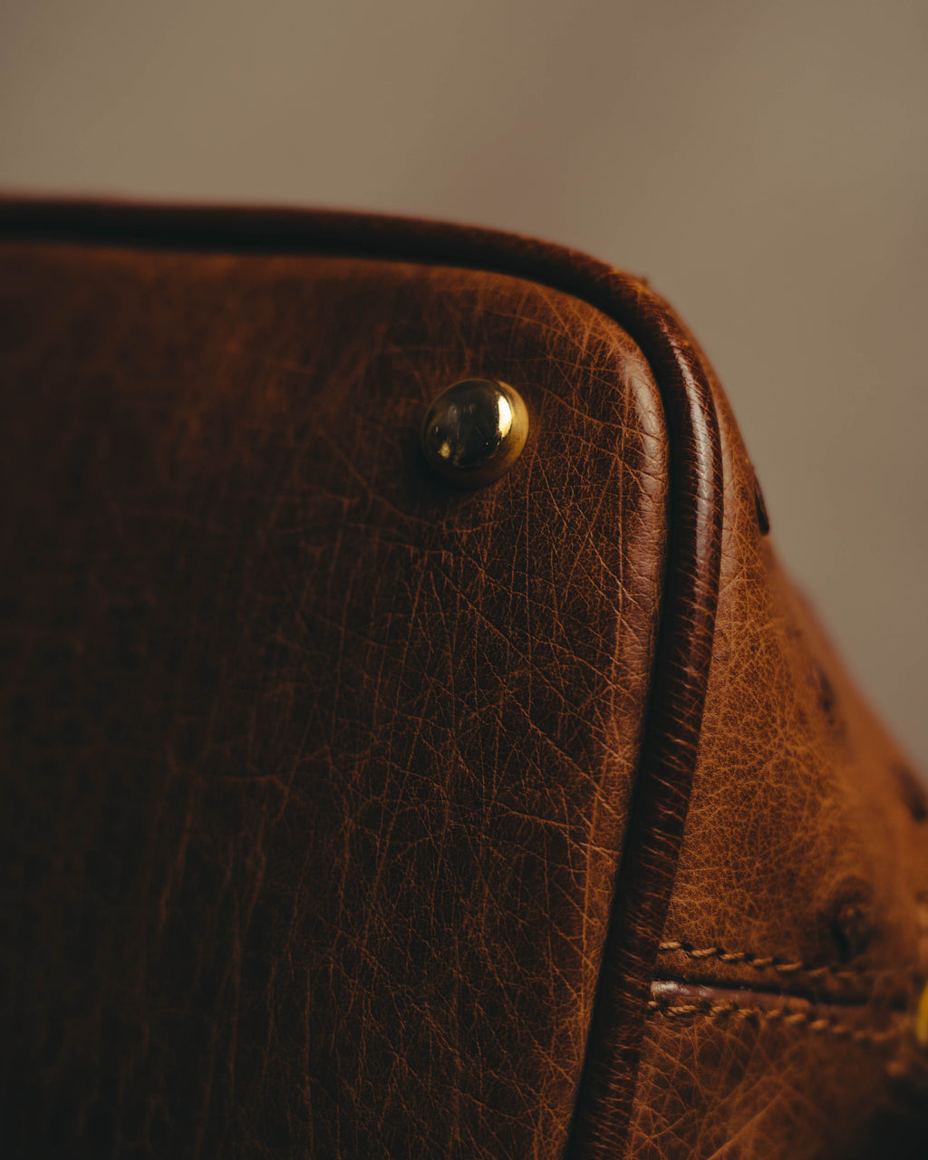 "LOEWE" 80's-90's Classic ostrich leather top handle handbag