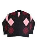 Molly Goddard/ Argyle Lambswool & Mohair Cardigan Black & Pink
