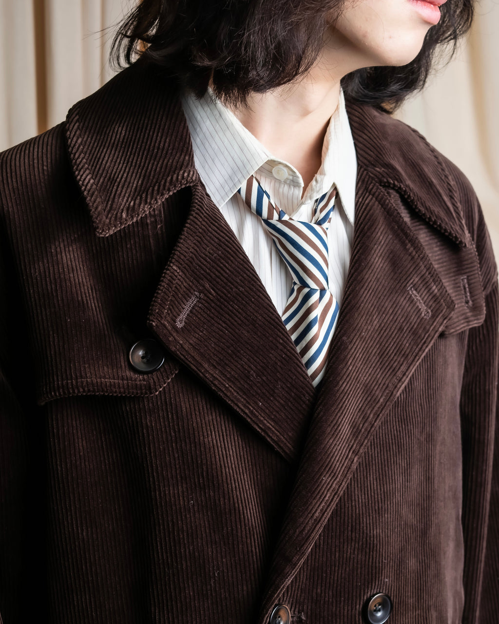 "Barbour" Wide ribbed corduroy maxi-length trench coat