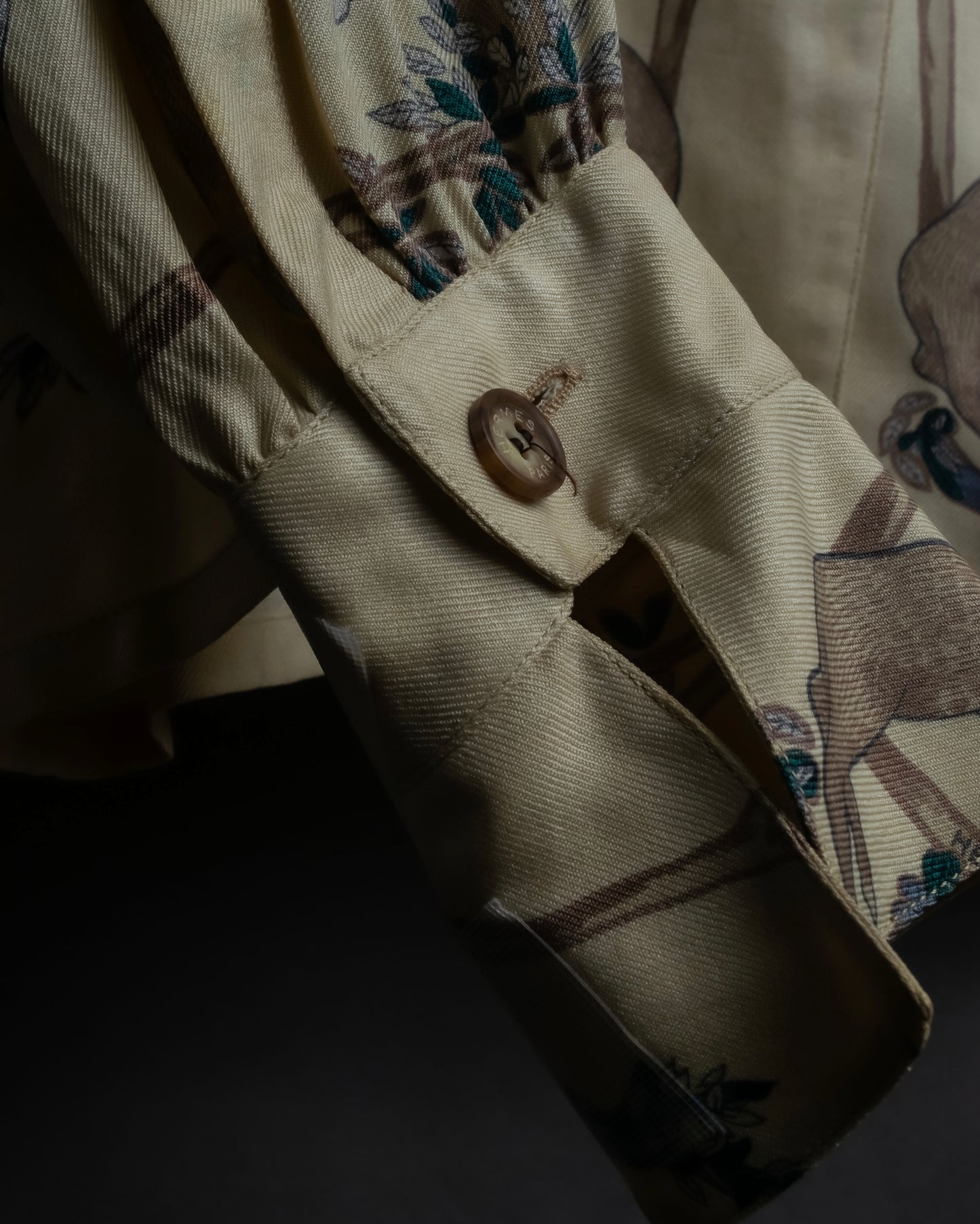 "HERMES" Natural animal pattern oversized silk shirt