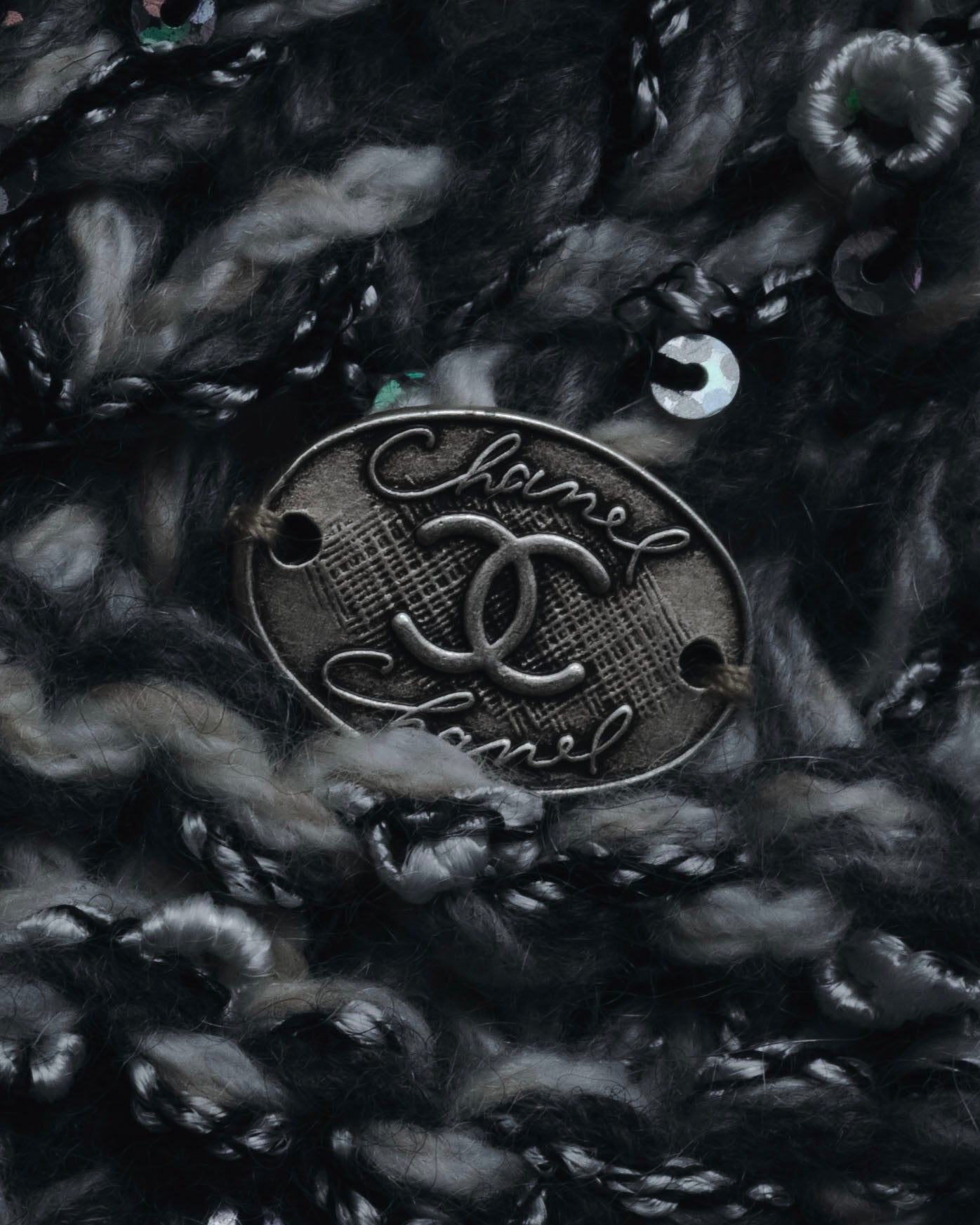 "CHANEL" 2005AW fantasy yarn embellished fringe scarf