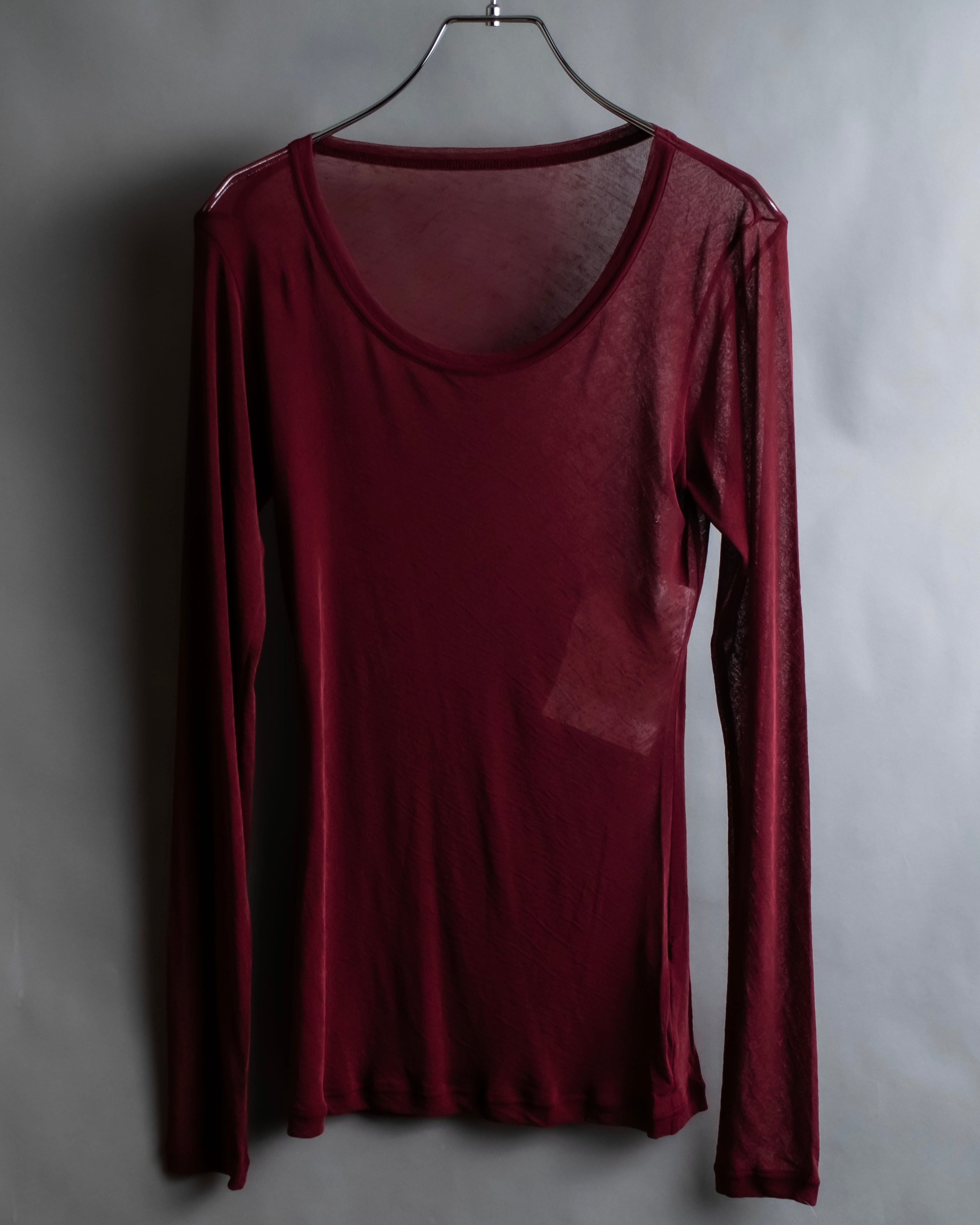 "YOHJI YAMAMOTO FEMME" 13SS Burgundy color sheer pullover
