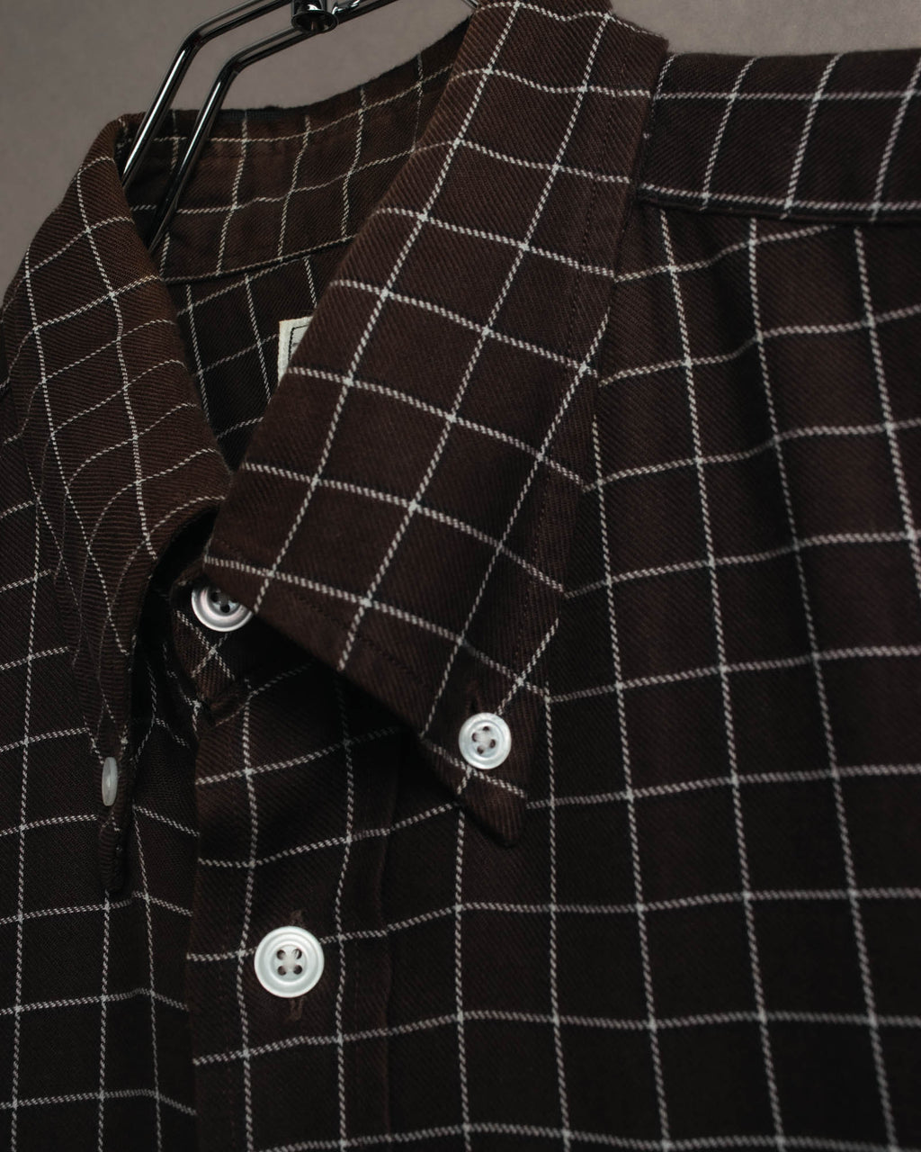 -SPECIAL- “HERMES” 90’s-00’s Windowpane checked sellier button shirt
