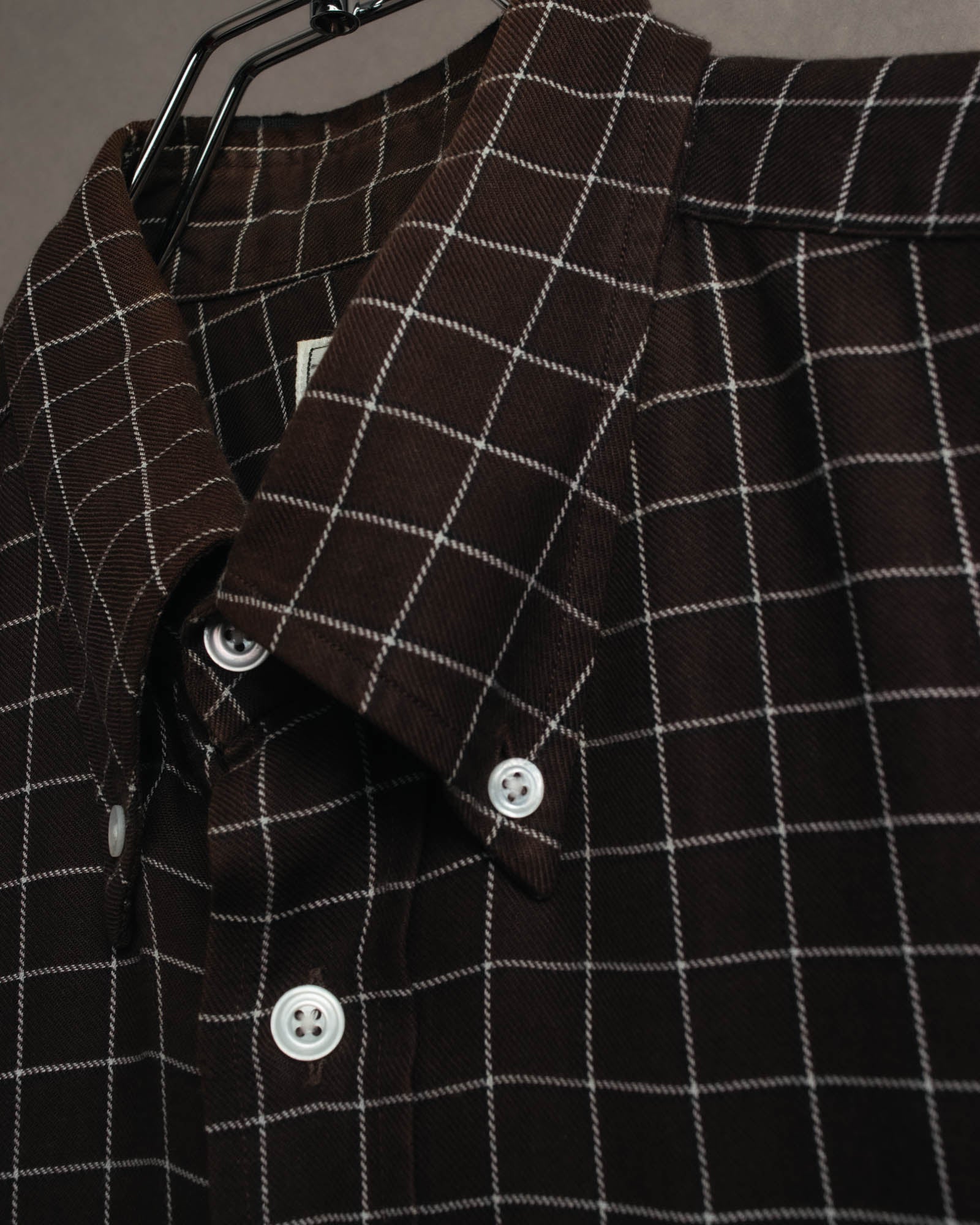 -SPECIAL- “HERMES” 90’s-00’s Windowpane checked sellier button shirt