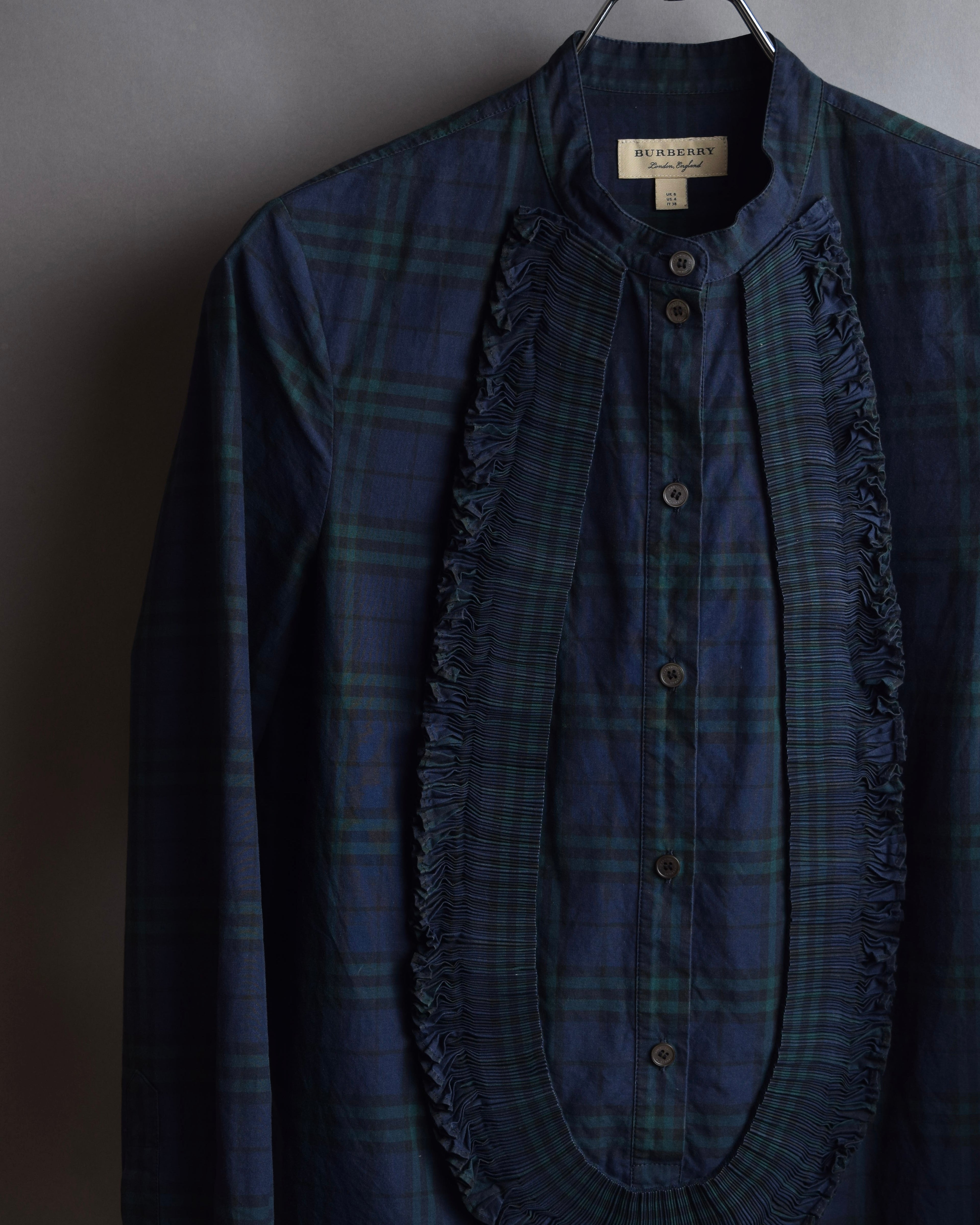 "BURBERRY" Tartan check pattern frill shirt