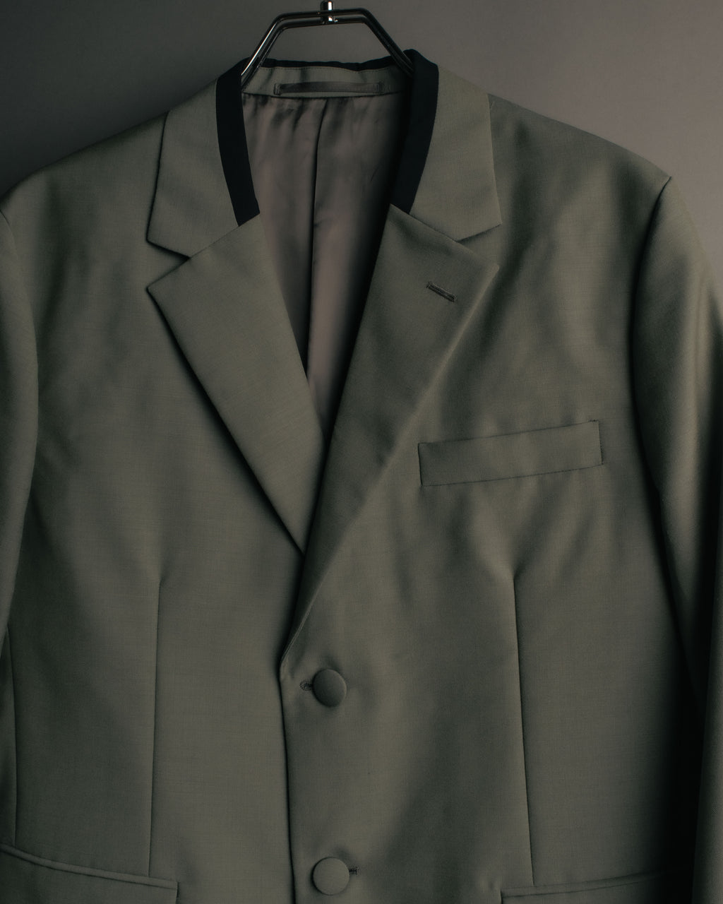 "PRADA" 2012AW Wool-mohair tailored jacket with contrast collar detail