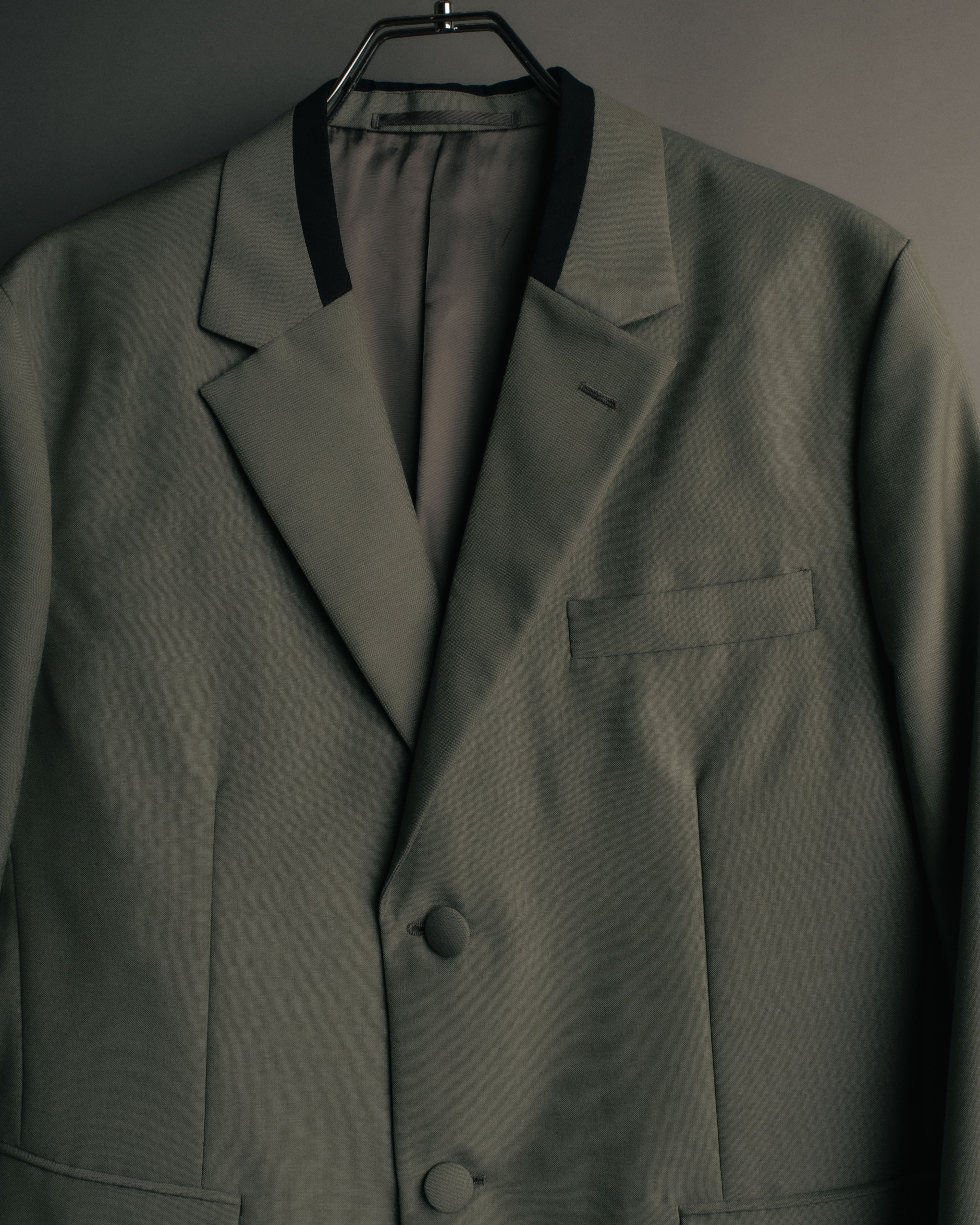 "PRADA" 2012AW Wool-mohair tailored jacket with contrast collar detail