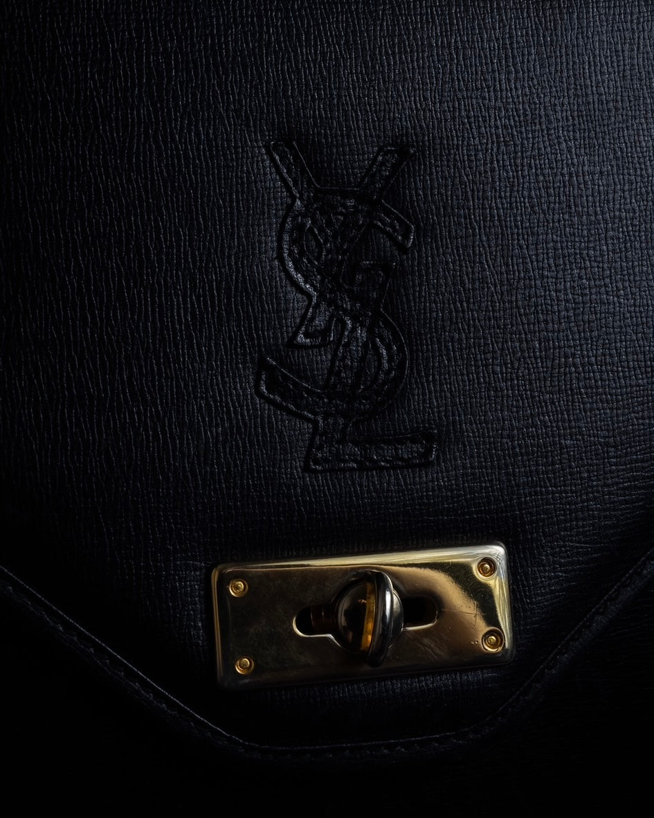 "YVES SAINT LAURENT" Cassandra logo engraved turnlock 2-way leather bag