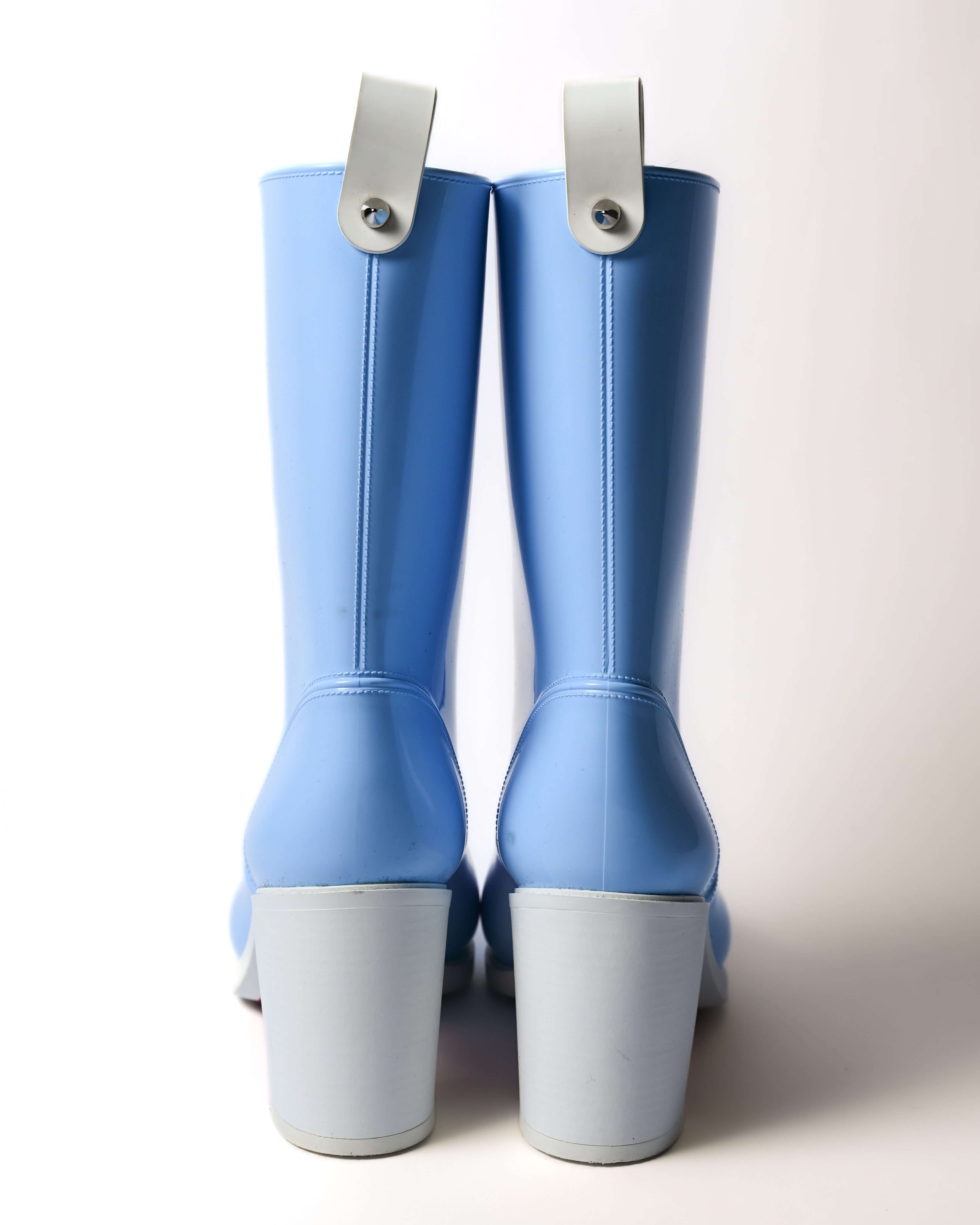 Christian Louboutin/ 70 High Heel PVC Rain Boots Sky Blue