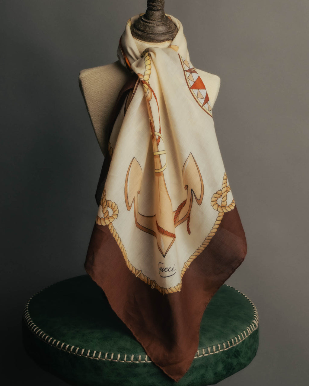 “GUCCI” 70’s-80’s nautical motif sheer scarf
