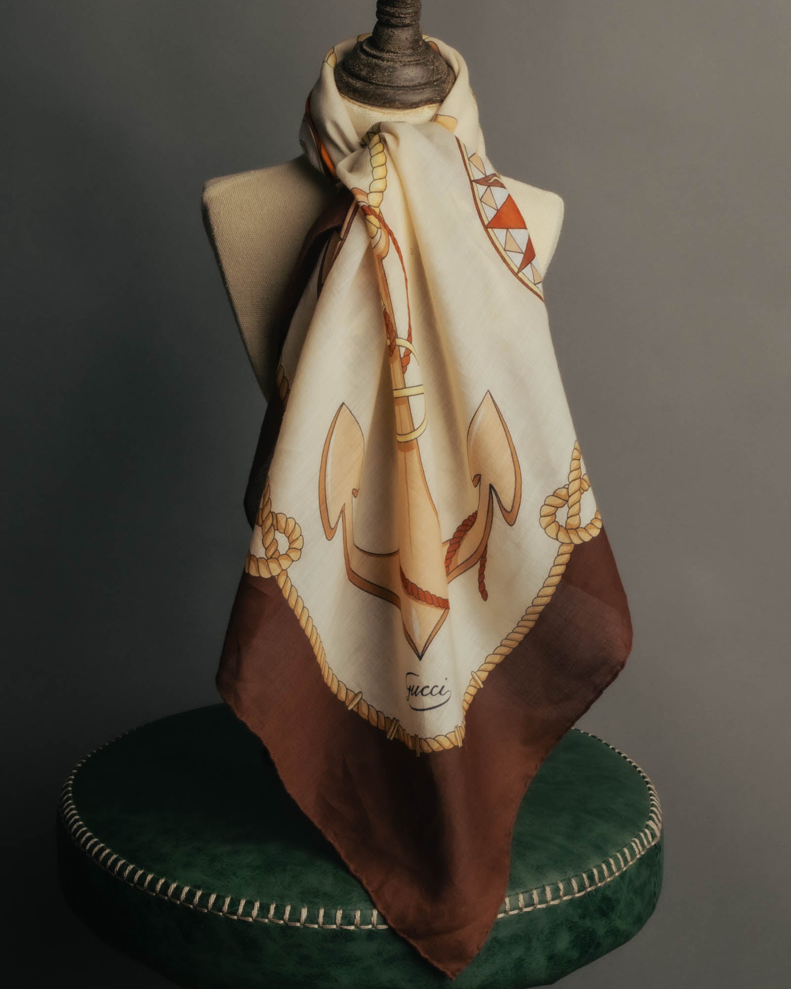 “GUCCI” 70’s-80’s nautical motif sheer scarf