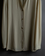 "GIORGIO ARMANI" Ivory color no collar silk shirt
