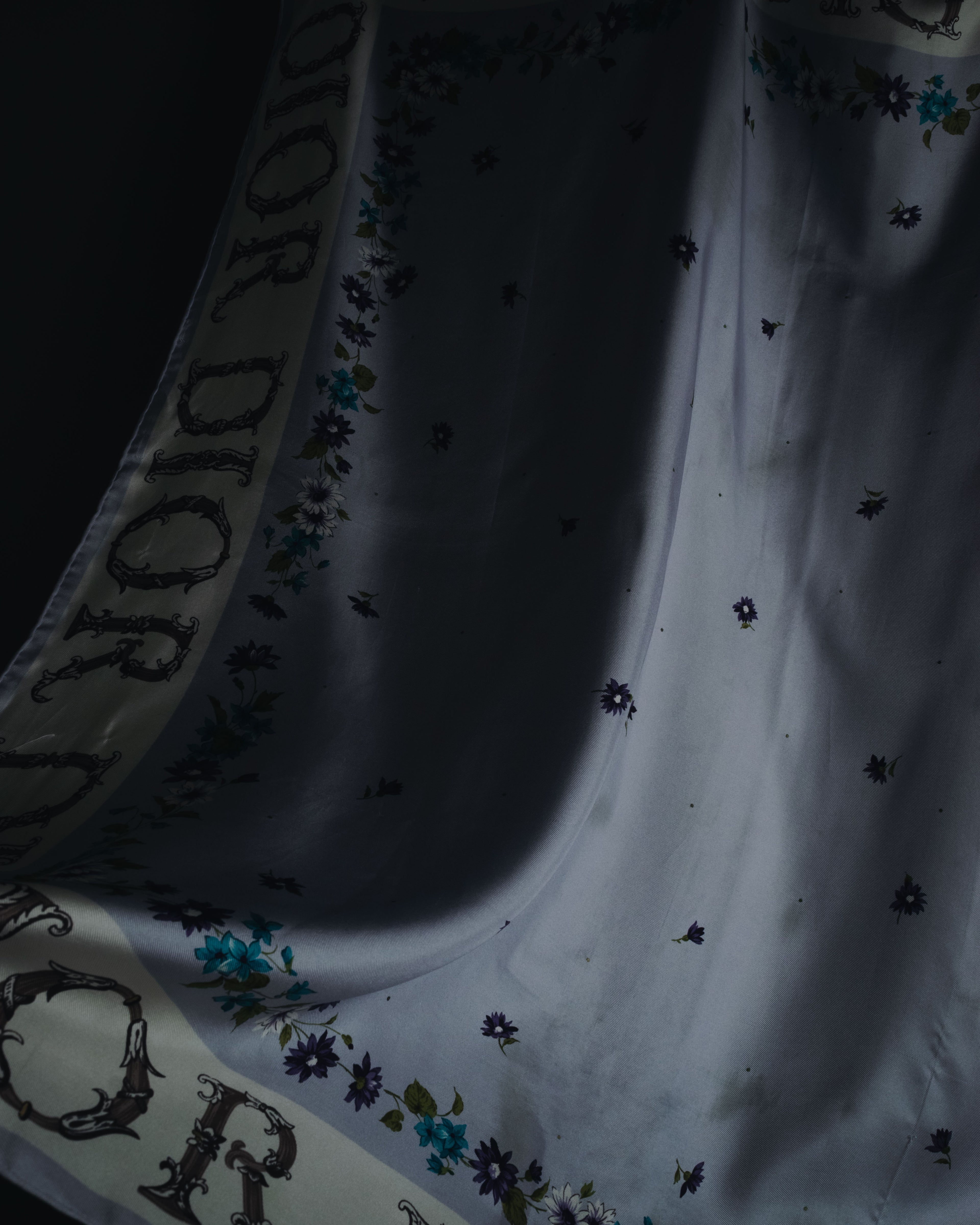 "Christian Dior" 80’s-90’s botanical dior typography silk scarf