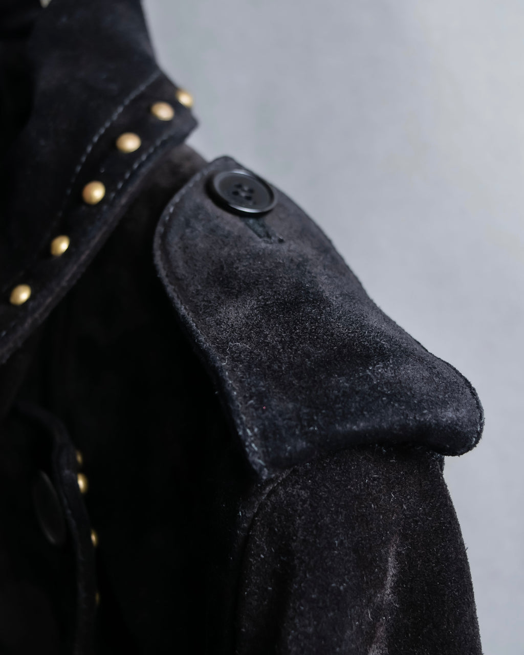 "Saint Laurent" 19AW gold studs design suede long coat