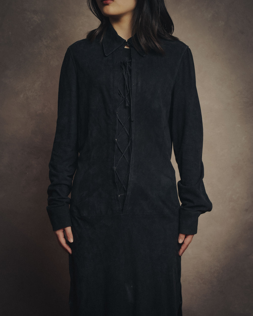 -SPECIAL- “Yves Saint Laurent rive gauche” 2001-2004 Suede lace-up safari dress