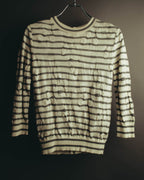 "tao COMME des GARÇONS" 10's Textured striped wool knit cardigan