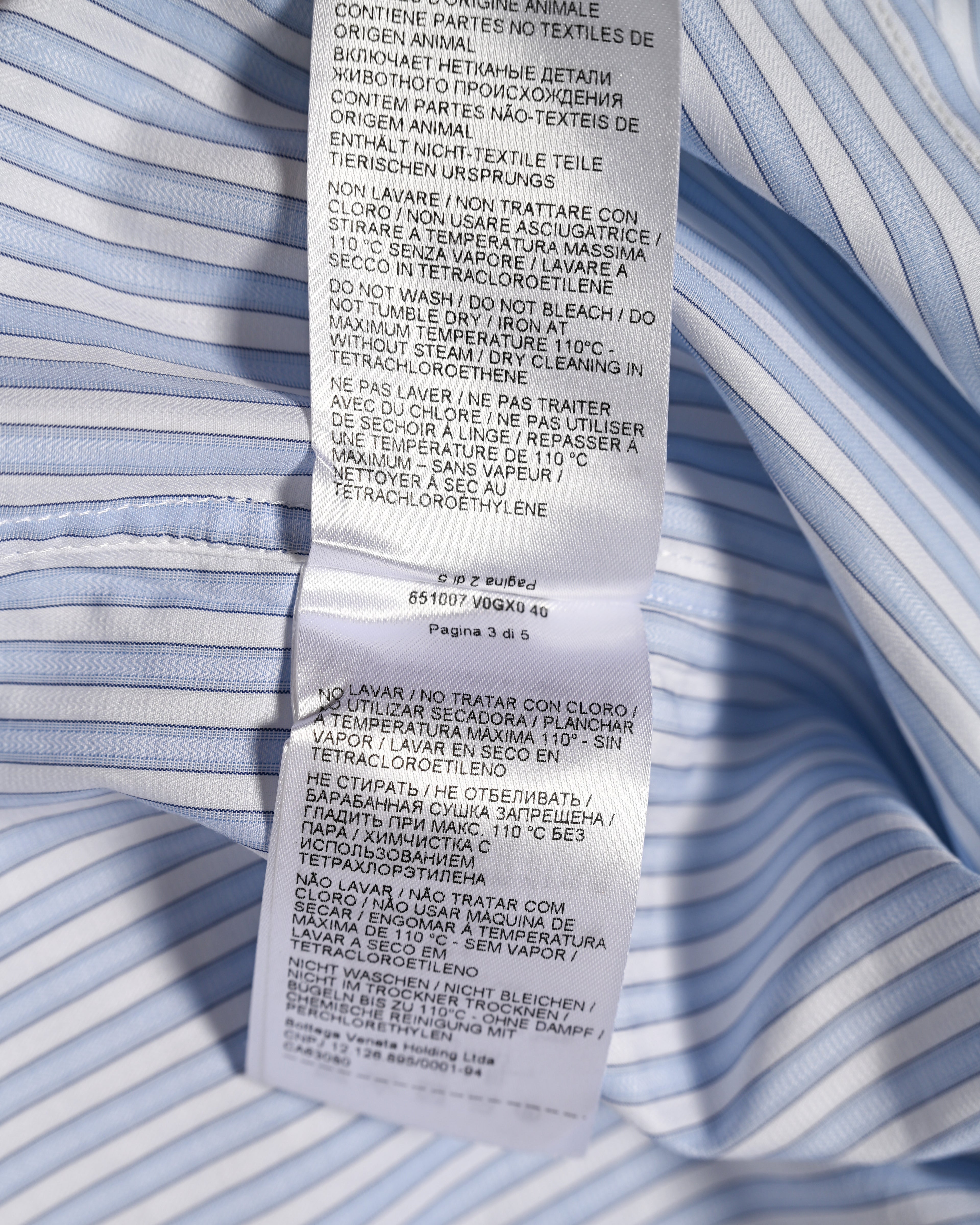 BOTTEGA VENETA/  Cotton Stripe Dress Shirt Blue