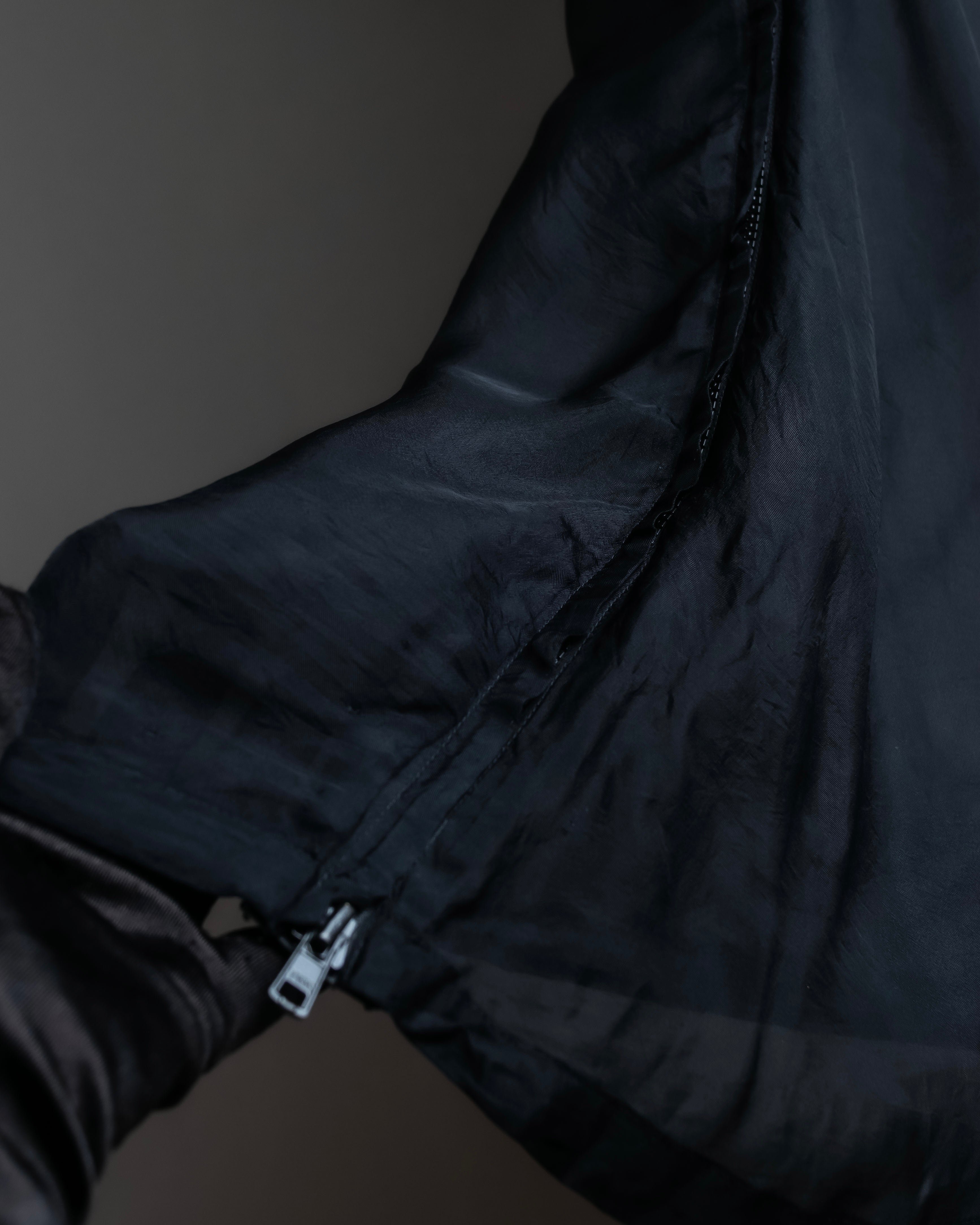 "YOHJI YAMAMOTO" 1996SS Double zipper design sheer rayon flare skirt