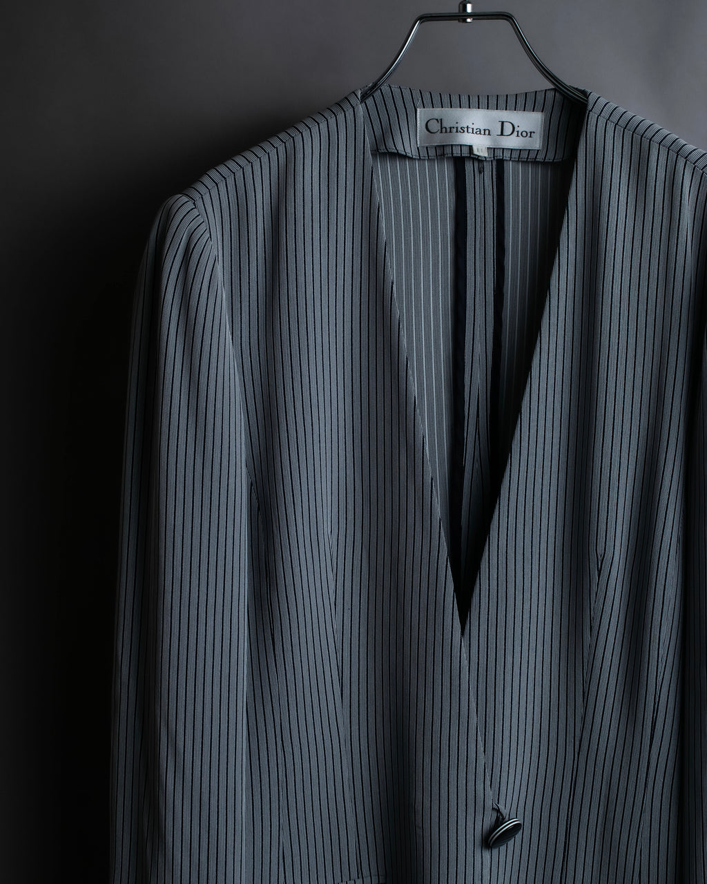 "Christian Dior" Pinstripe collarless jacket