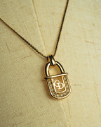 "Christian Dior" 90's Rhinestone padlock pendant necklace