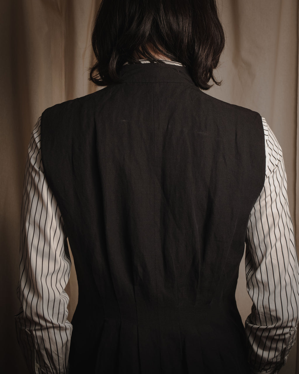 "GIORGIO ARMANI" Early 90s rayon linen asymmetric gilet