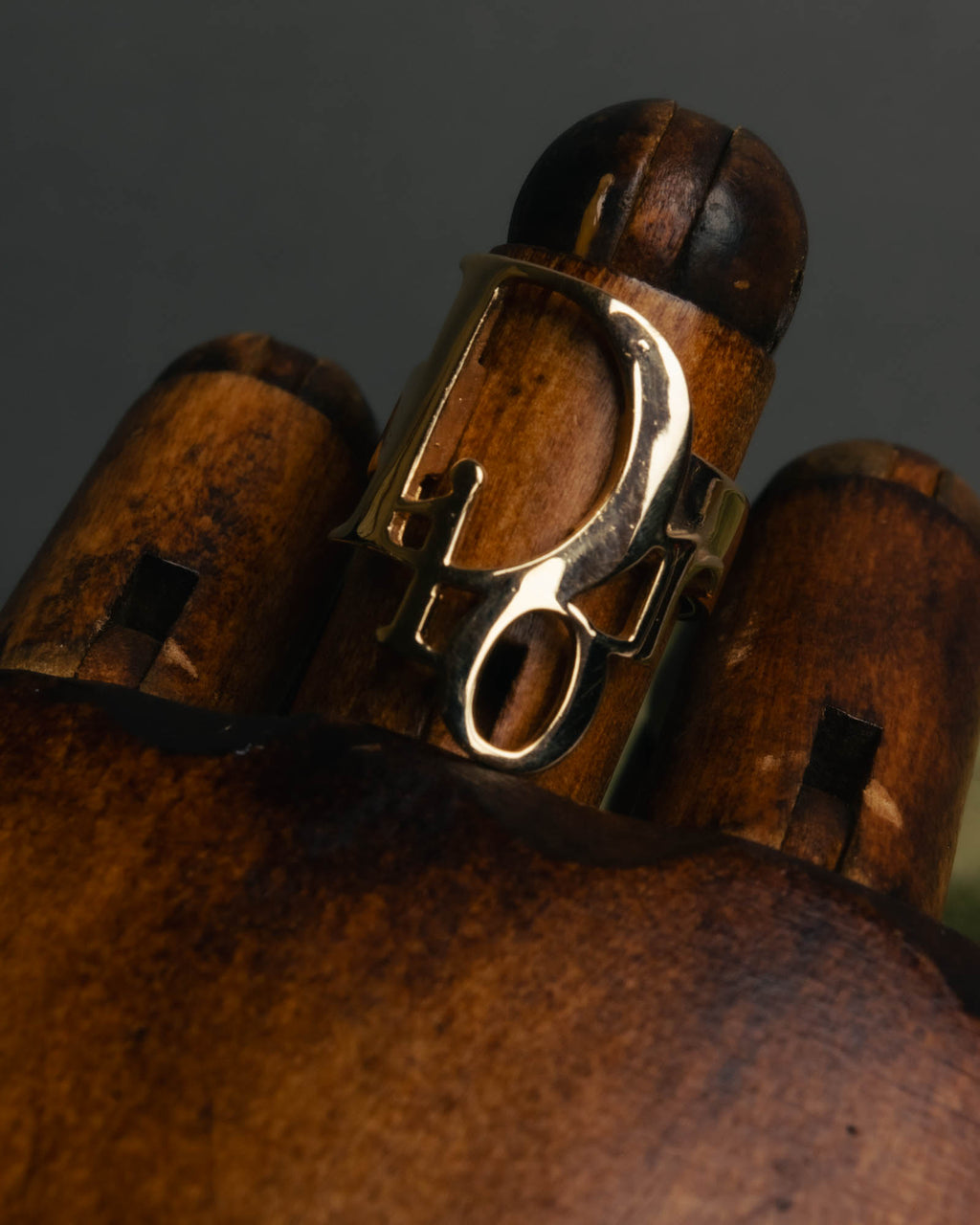 "Christian Dior" 00's Openwork Dior logo gold ring