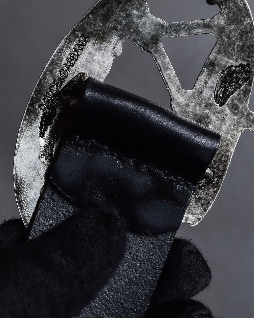 "Dolce & Gabbana" Libra motif silver buckle leather belt