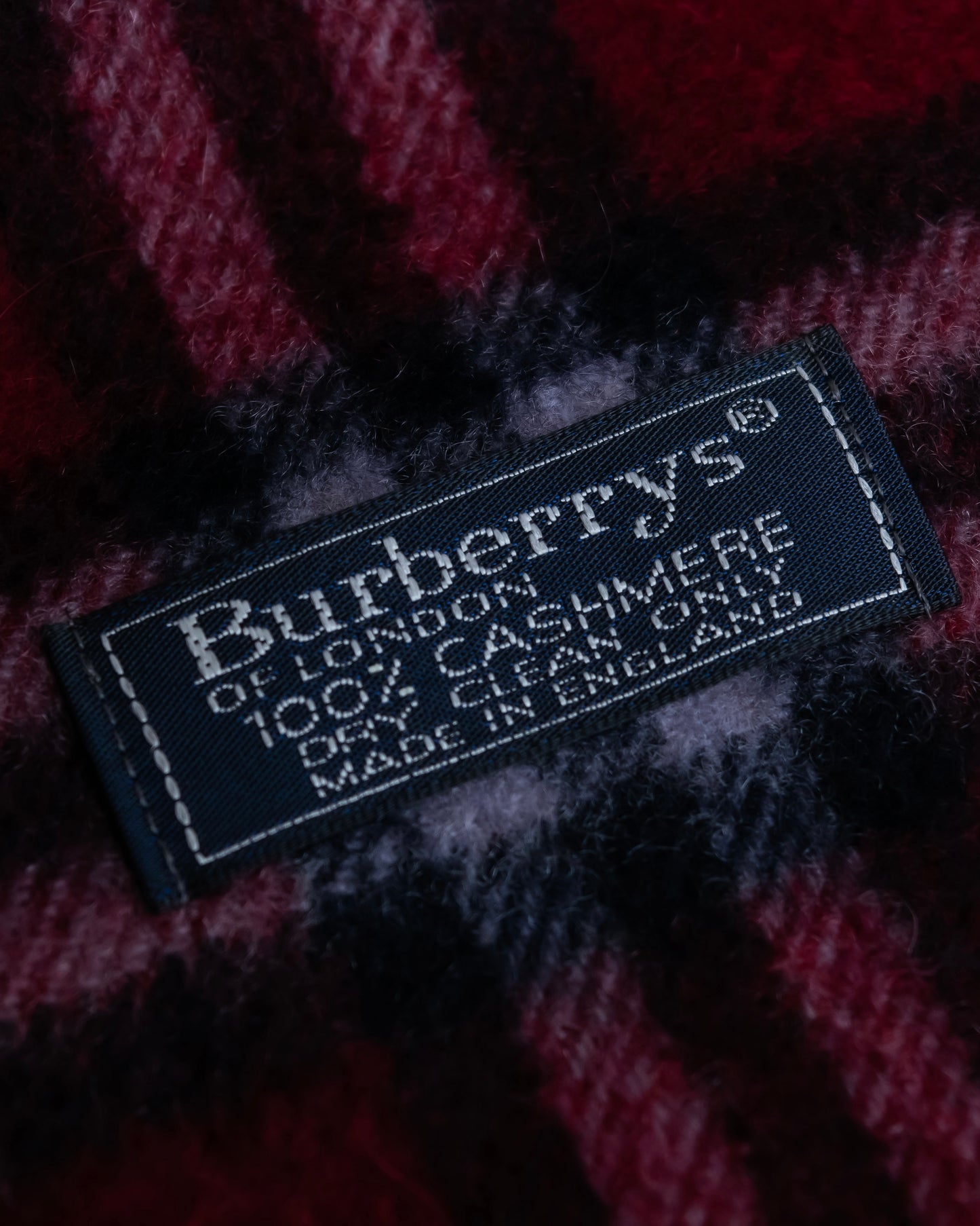 "BURBERRYS" 100% cashmere traditional check pattern fringe design muffler