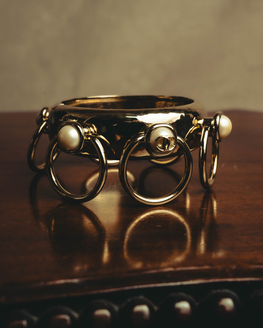 -SPECIAL- “CHANEL” 22C Pearl embellished ring statement cuff bracelet