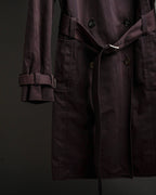 "CELINE" Triomphe button design in plum brown color
 trench coat