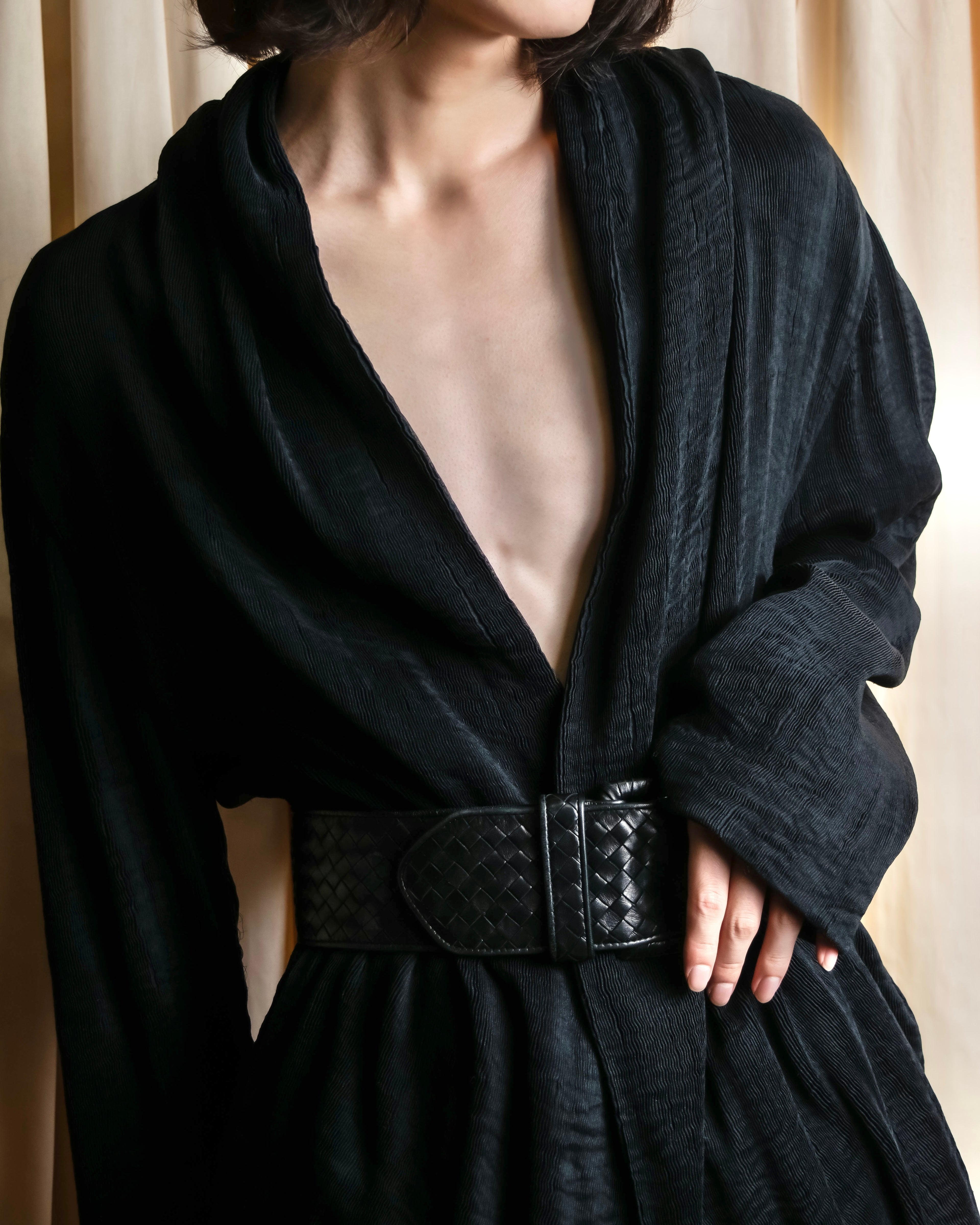 "BOTTEGA VENETA" Intrecciato style wide leather belt