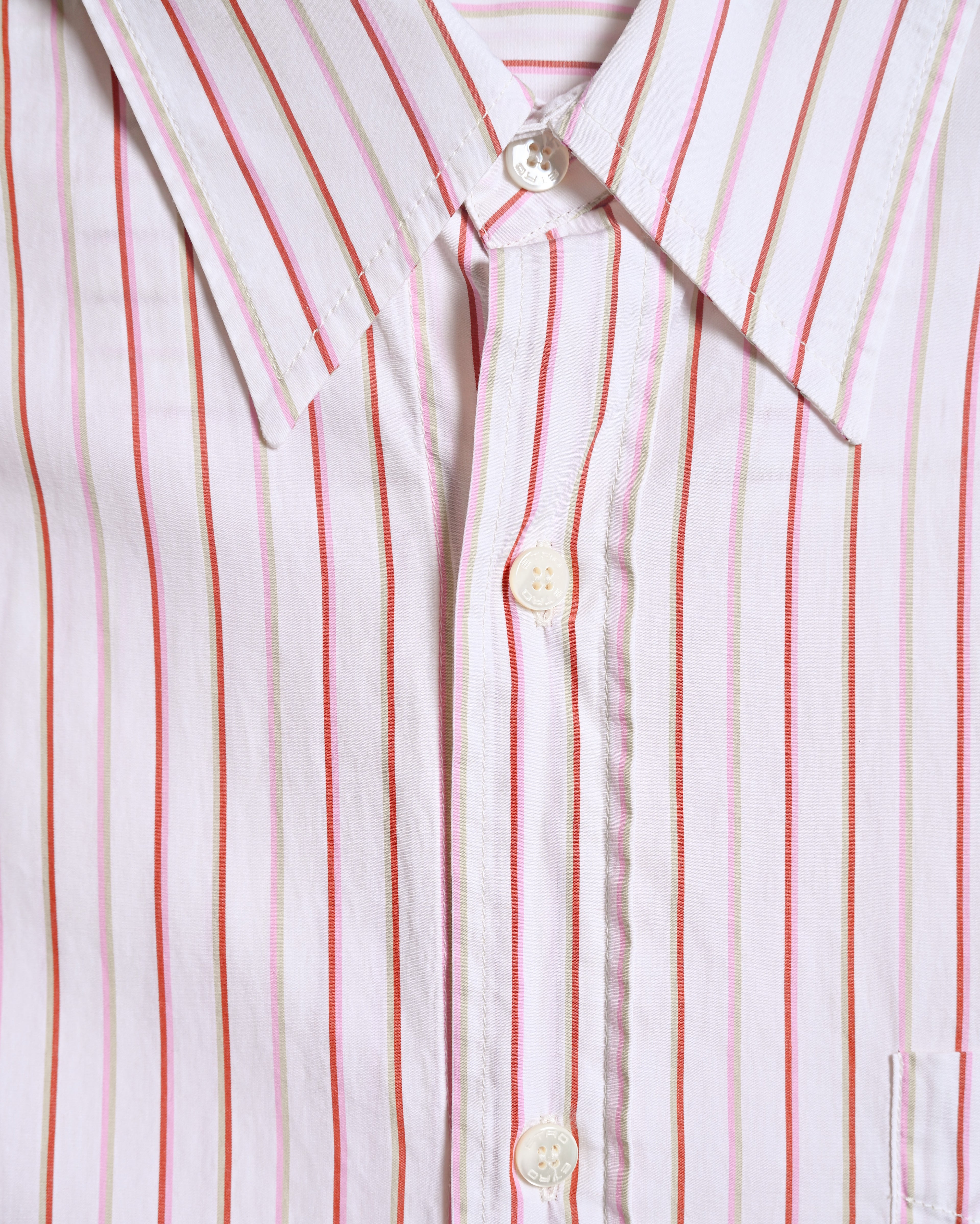 ETRO/ Oversized Multi Color Striped Shirt Pink × White