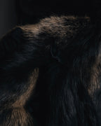 "BIEMME" 00’s striped rabbit fur belted coat