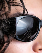 "CHANEL" Rhinestone &amp; Coco mark engraved black lens sunglasses