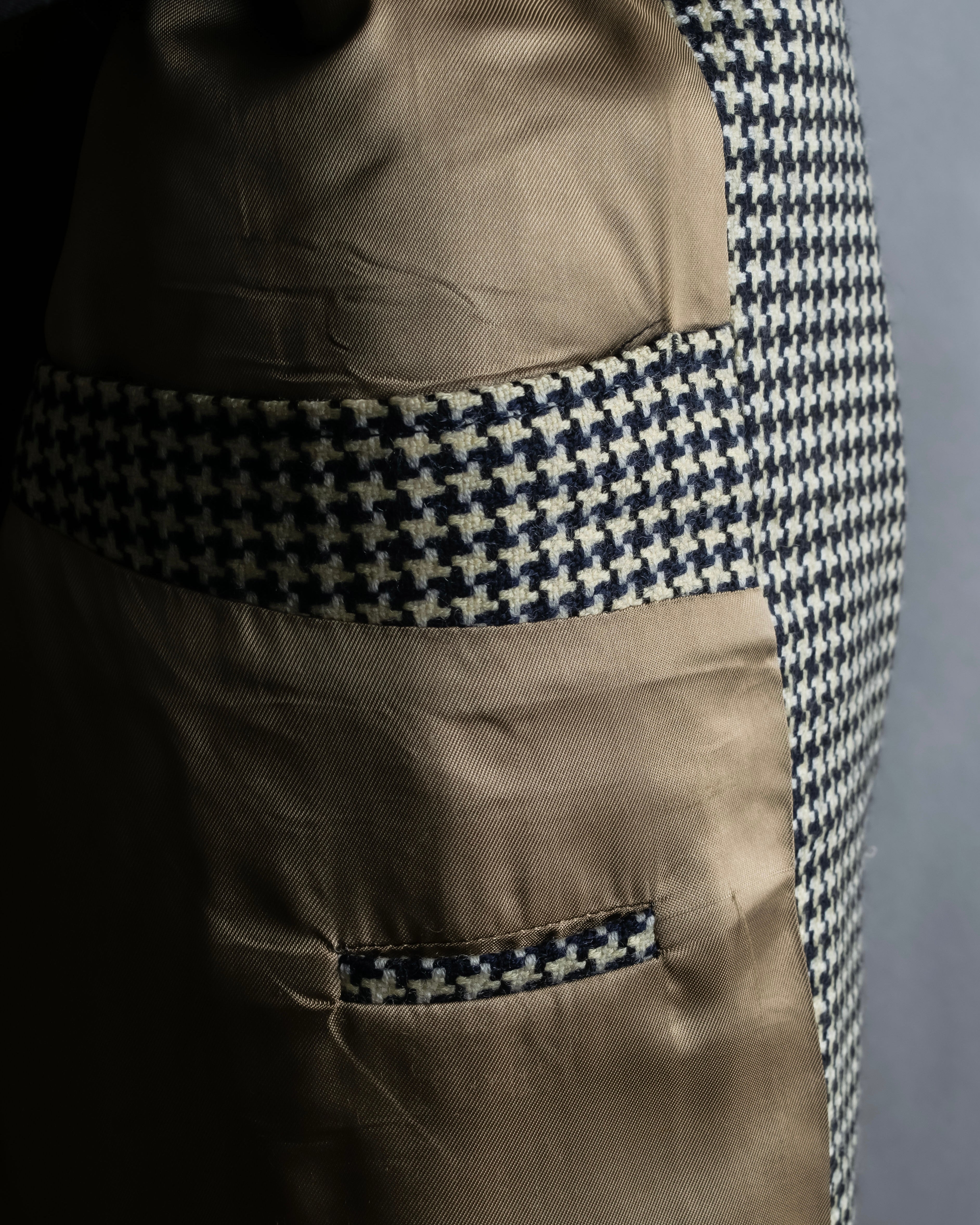"HUGO BOSS" Houndstooth structured shoulder line tailored jacket