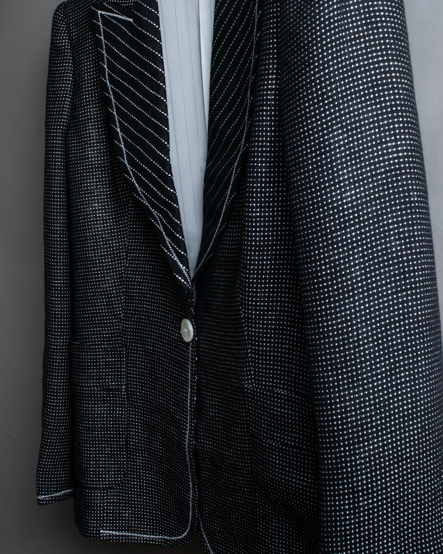 "GIANFRANCO FERRE" Striped＆dotted peak lapel tailored jacket