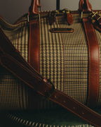 "Polo Ralph Lauren" 80's-90's Houndstooth leather trim travel bag