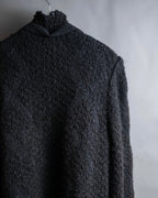 "YVES SAINT LAURENT" Ribbon design stand collar low gauge cardigan