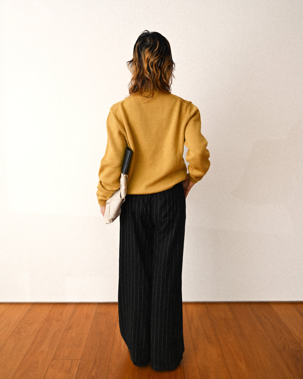 PRADA/ Classic Chunky Knit Crew Neck Sweater Mustard Yellow