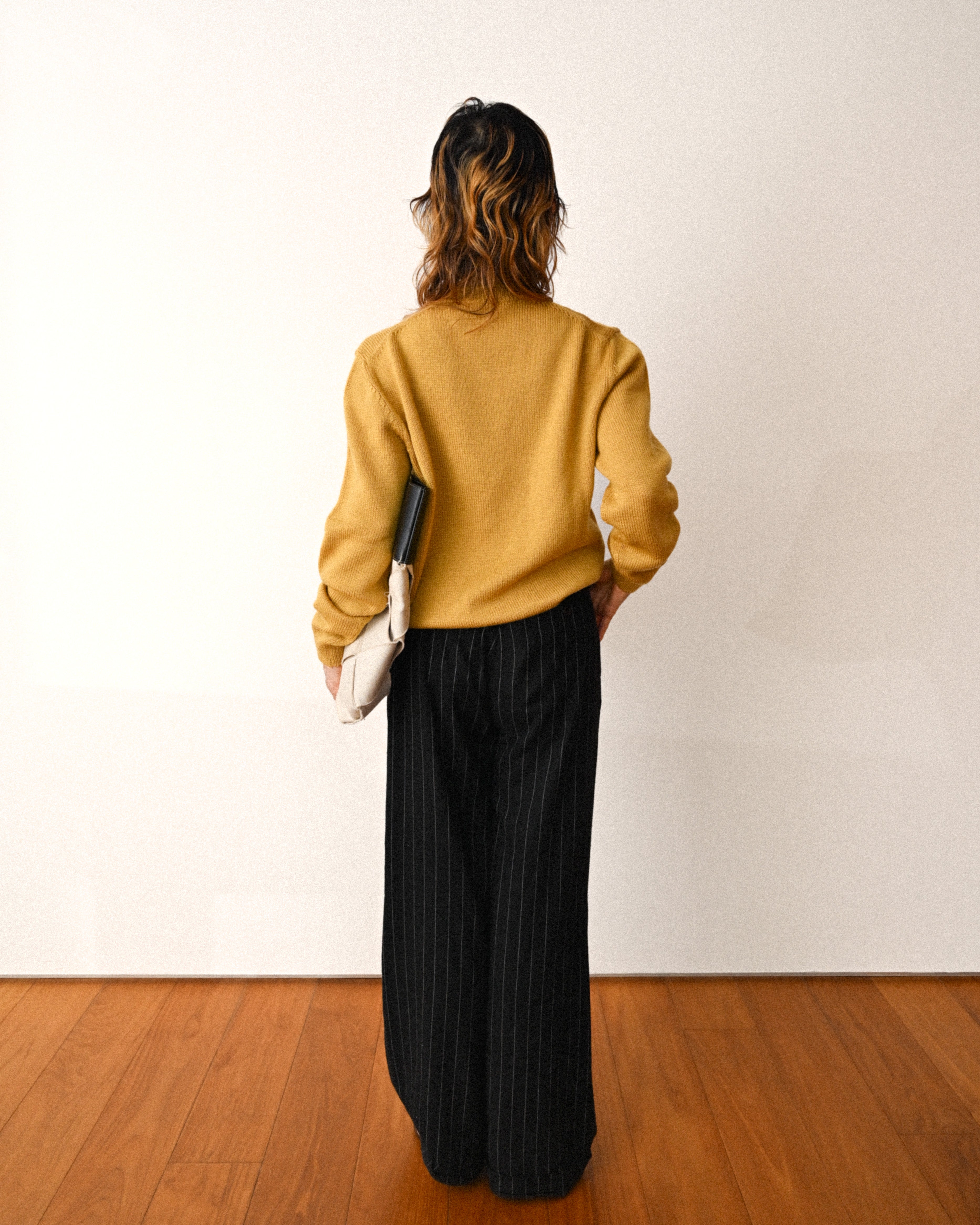 PRADA/ Classic Chunky Knit Crew Neck Sweater Mustard Yellow