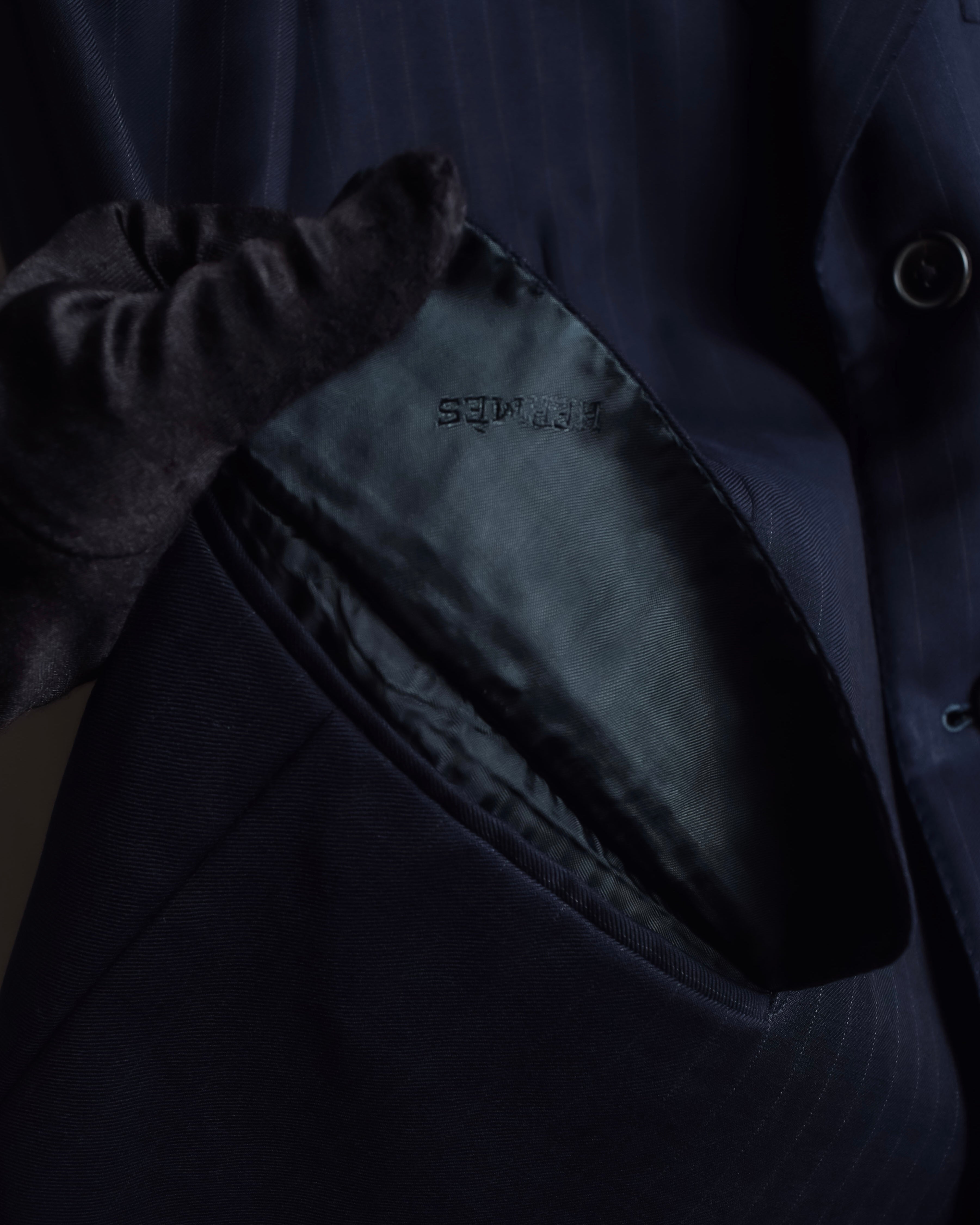 "HERMES" Pinstripe relaxed tailored jacket