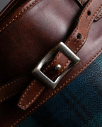 "Ralph Lauren" Blackwatch check canvas leather combination bag