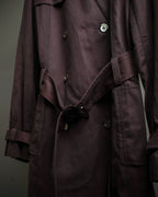 "CELINE" Triomphe button design in plum brown color
 trench coat