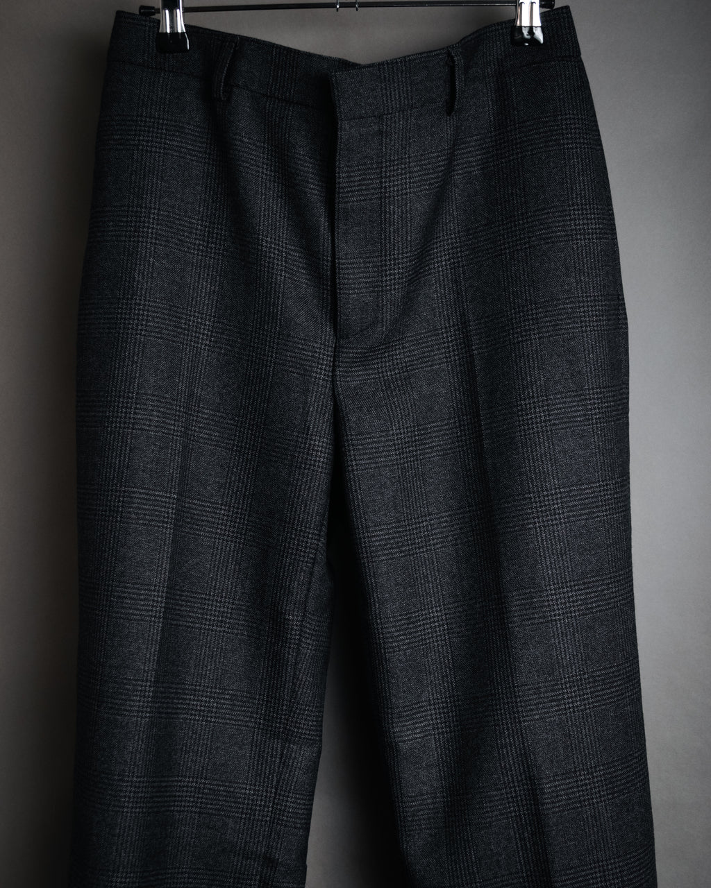 “CELINE” Post-2018 Glen check wool tailored trousers
