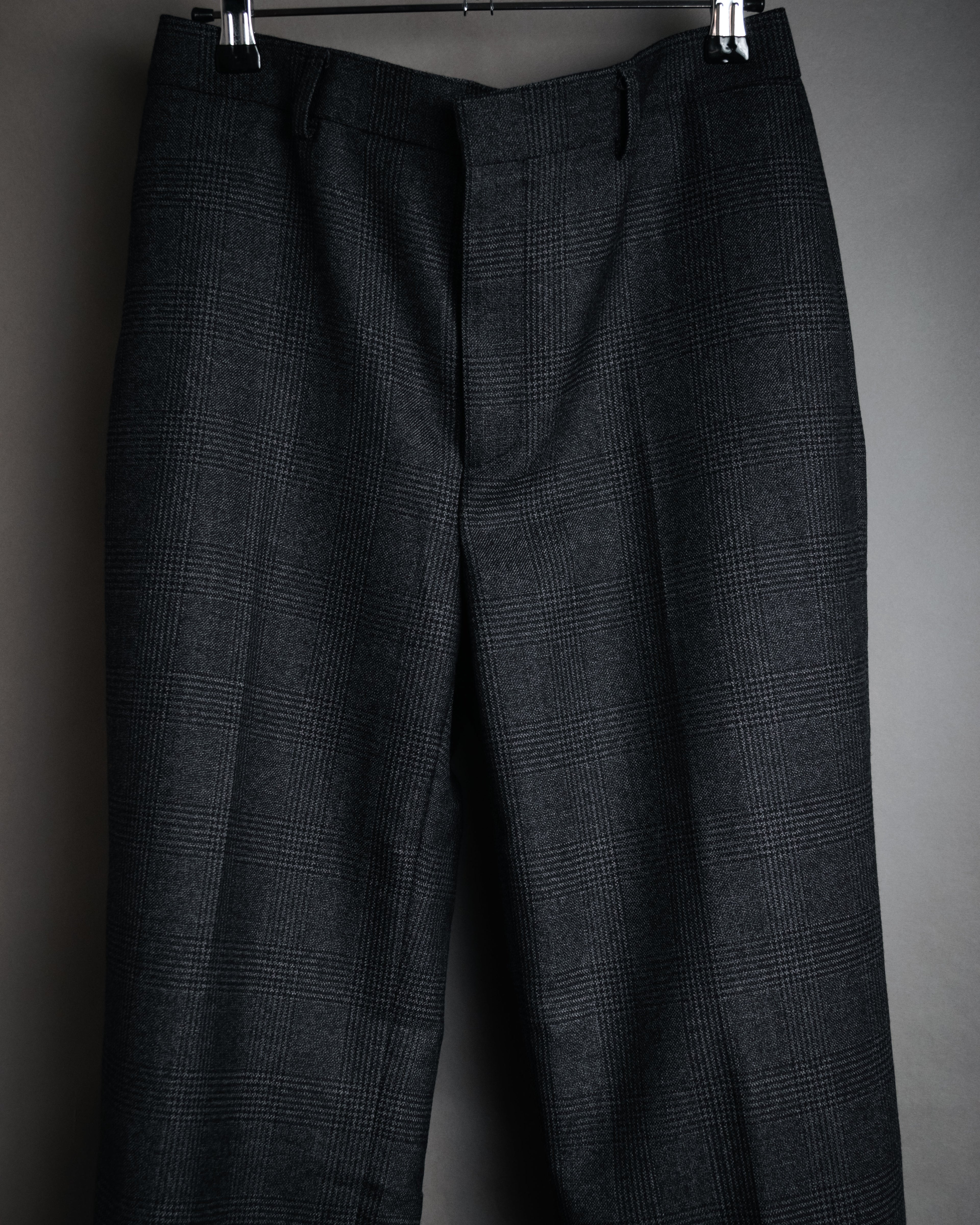 “CELINE” Post-2018 Glen check wool tailored trousers